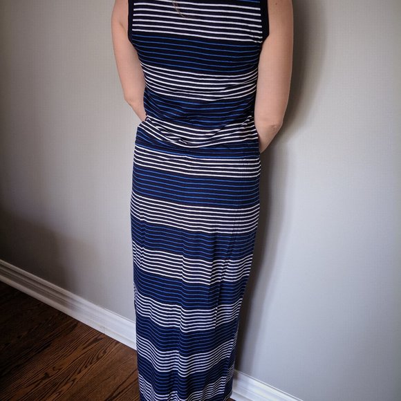 White and Blue floor length beach dress - Picture 2 of 2